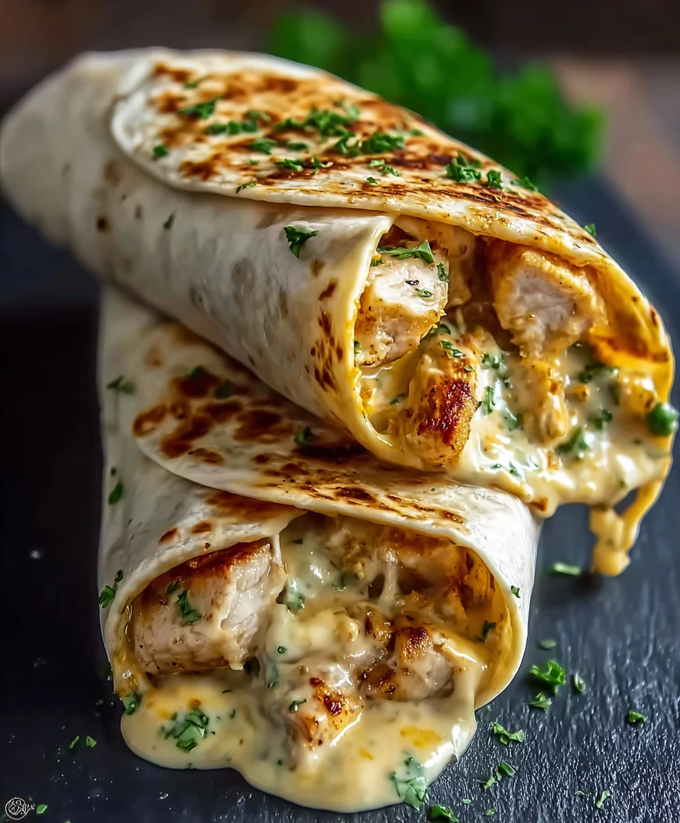 Easy Cheesy Garlic Chicken Wraps Recipe