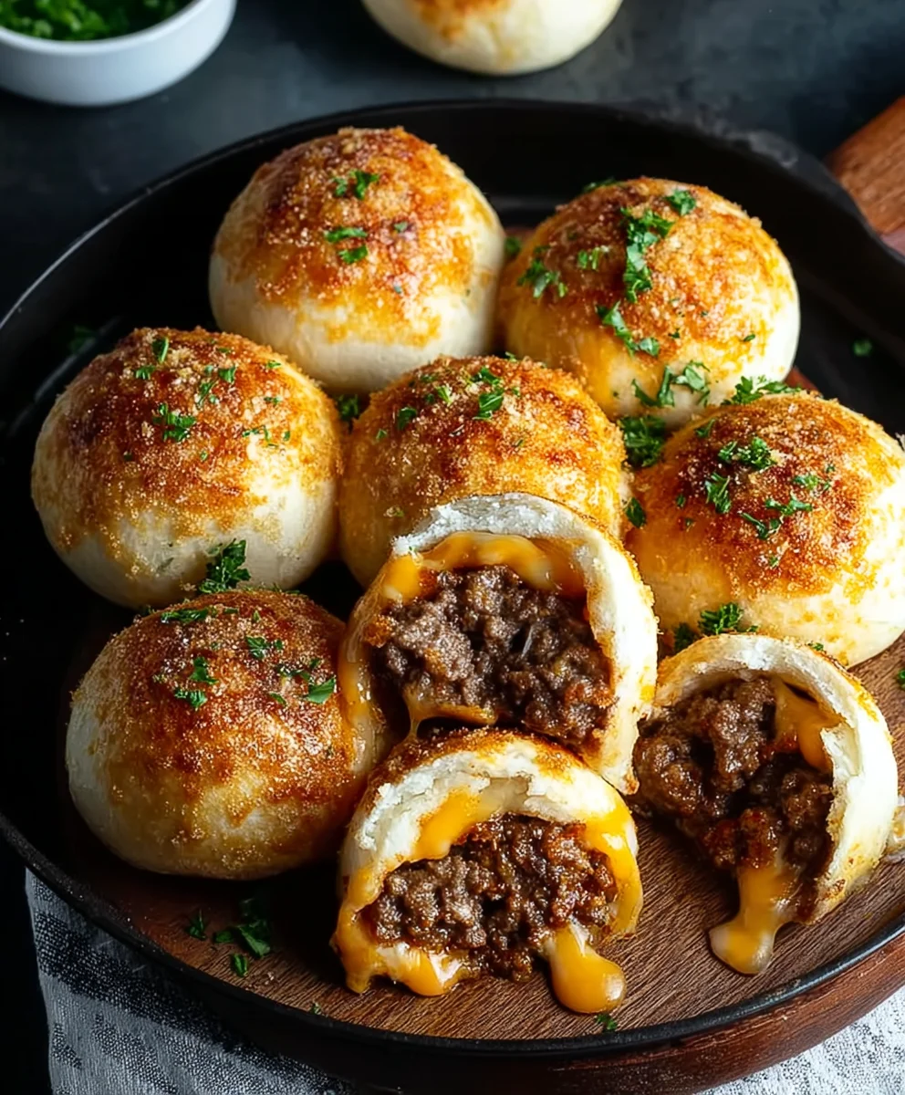 Garlic Parmesan Cheeseburger Bombs Irresistible Bites