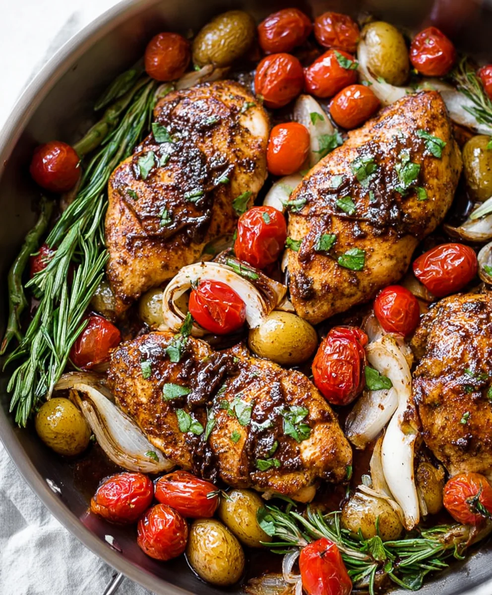 Easy One Pan Balsamic Chicken Dinner