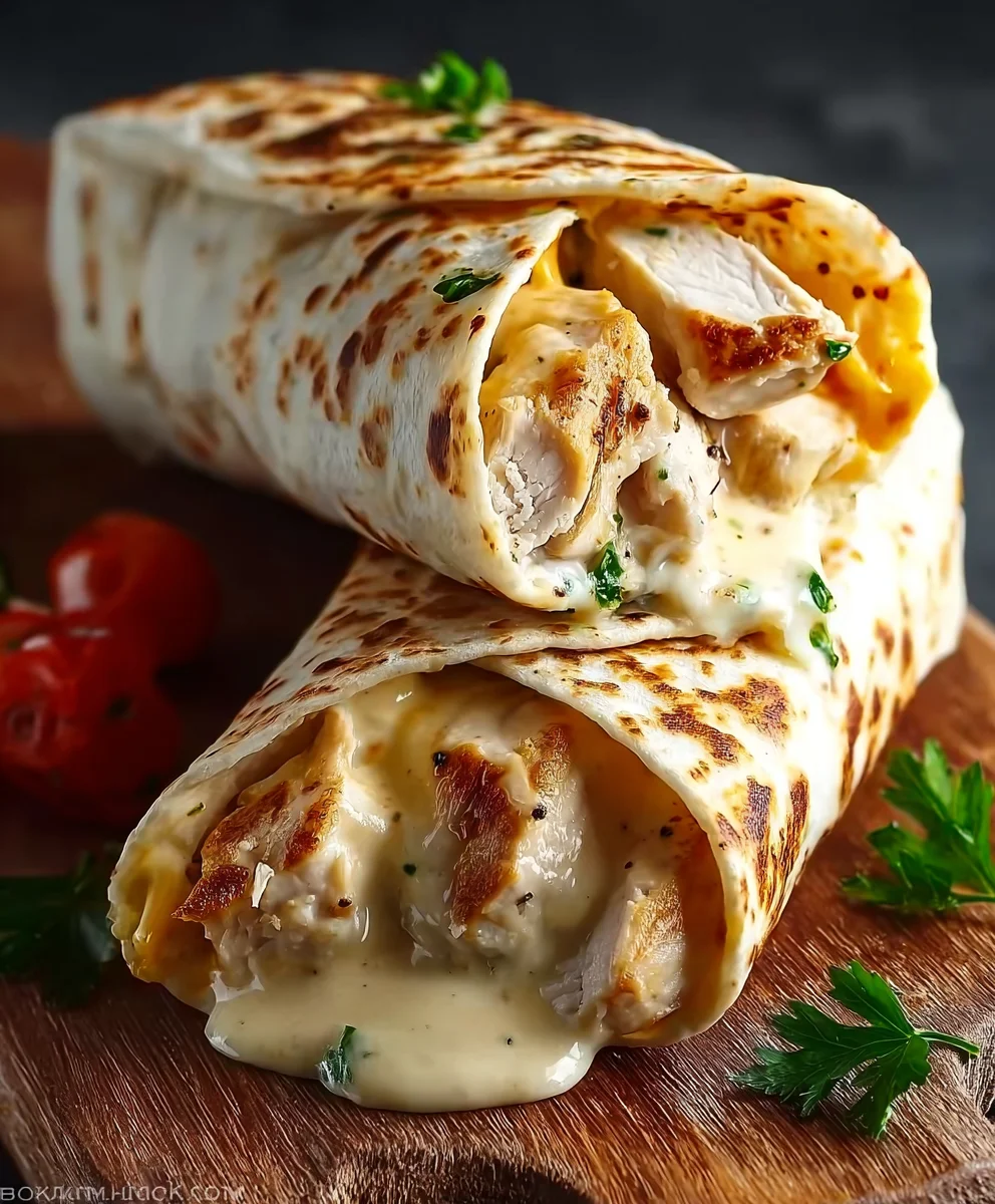 Easy Cheesy Garlic Chicken Wraps Recipe