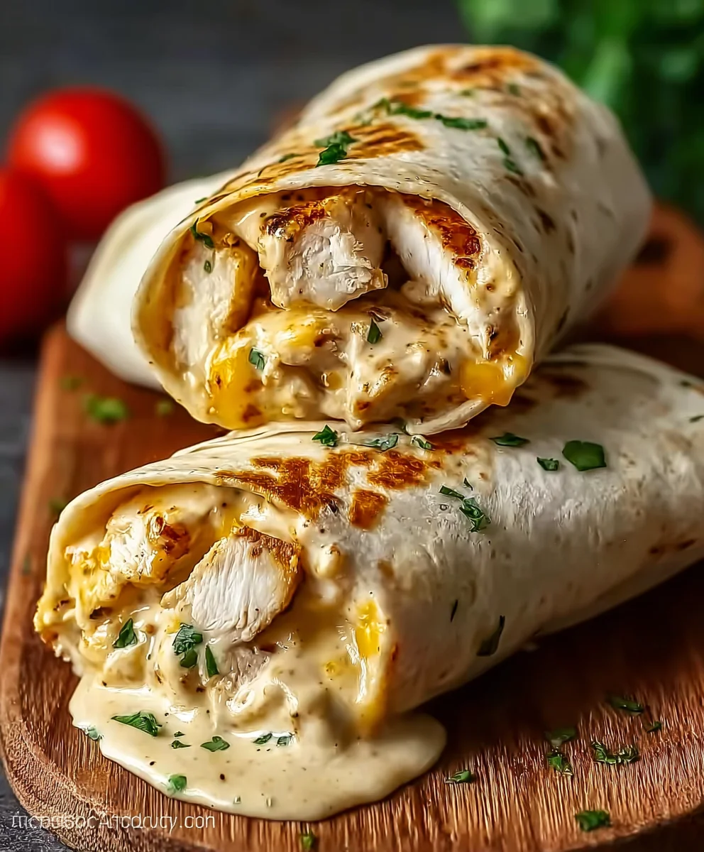 Cheesy Garlic Chicken Wraps - Quick Easy Dinner