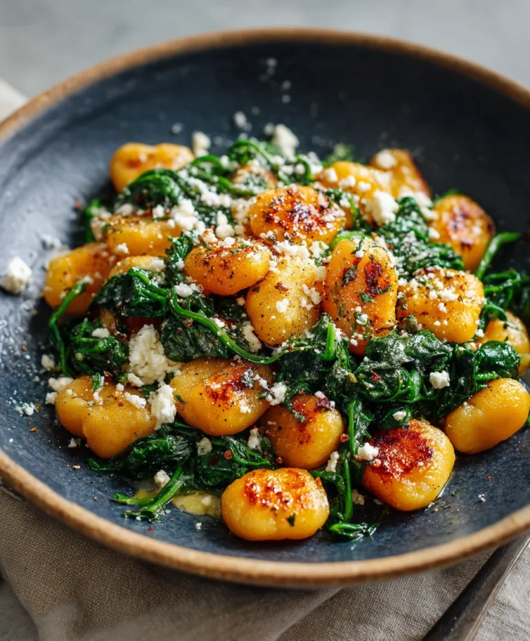 Crispy Gnocchi with Spinach and Feta- Easy Dinner Recipe