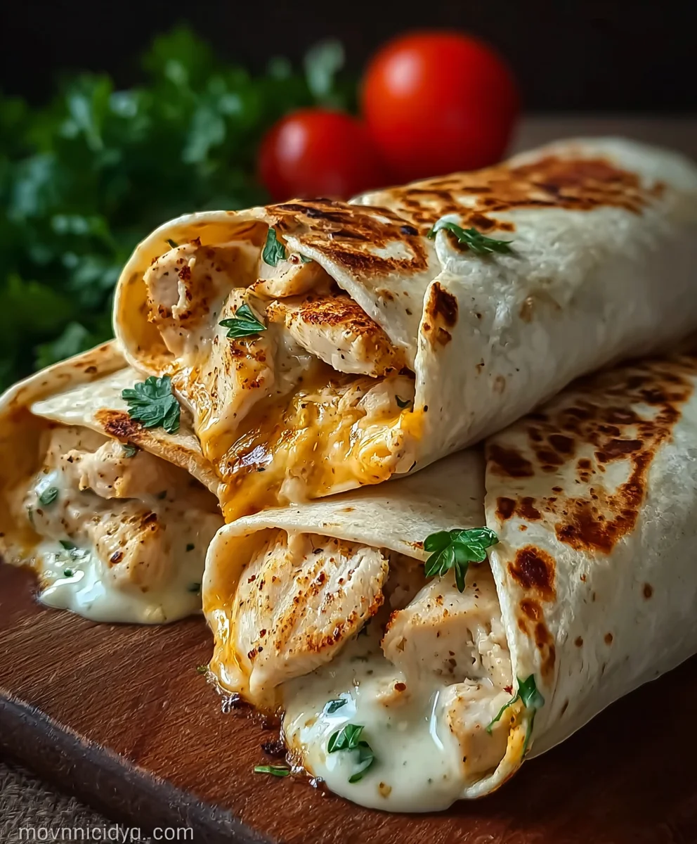 Cheesy Garlic Chicken Wraps - Easy & Delicious Recipe