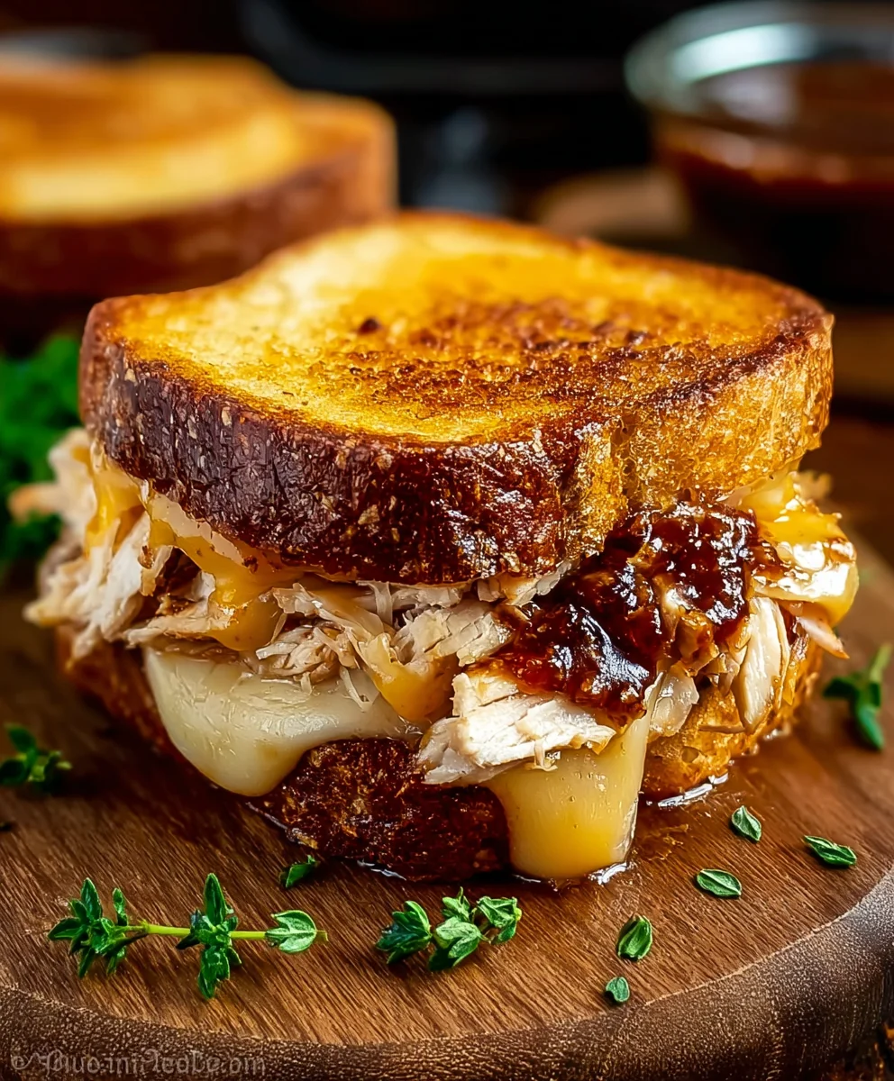 Smoky BBQ Chicken Grilled Cheese - Deliciously Easy