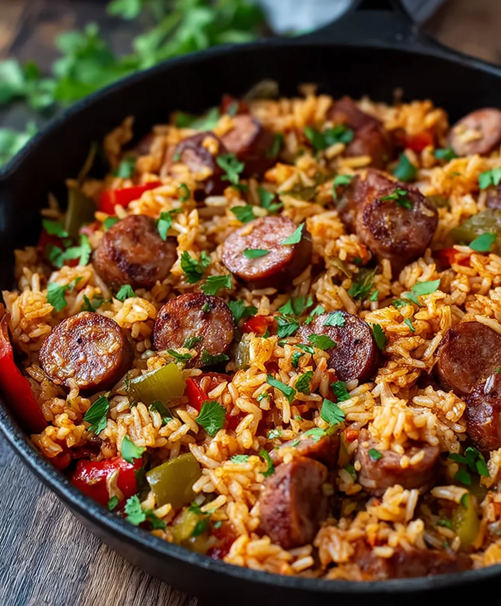 Cajun Beef Sausage and Rice Skillet Recipe