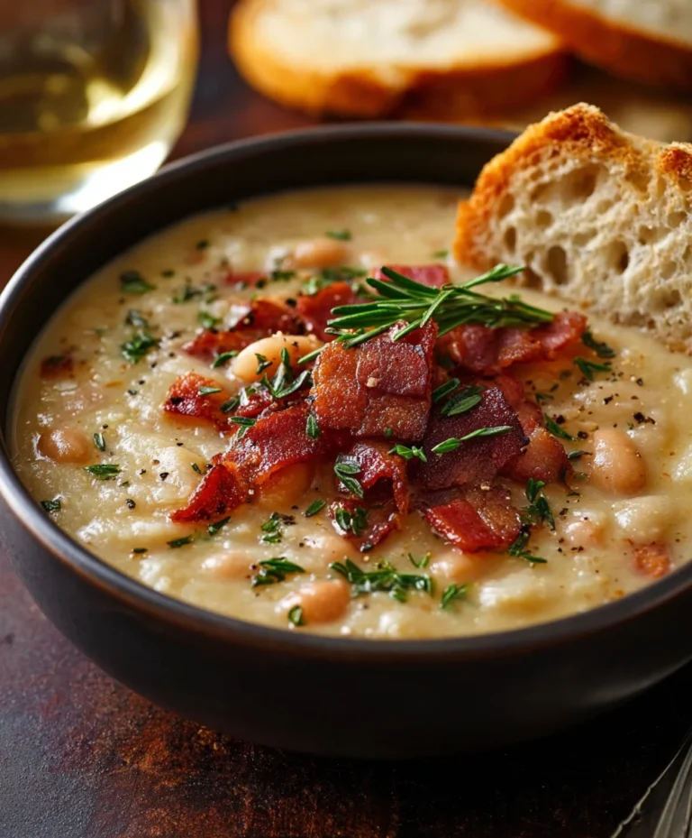 Hearty White Bean Soup with Beef Beef Bacon-Flavor