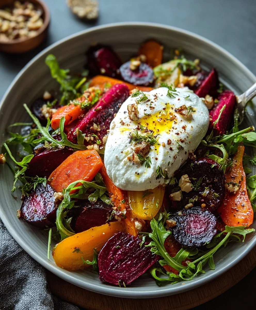 Roasted Beet Carrot Salad Burrata-Easy Recipe