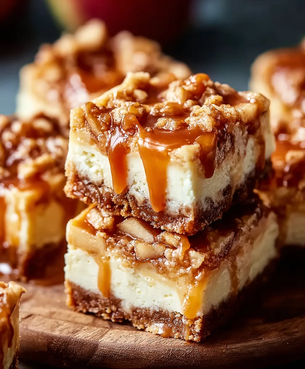 Caramel Apple Cheesecake Bars-Decadent Dessert