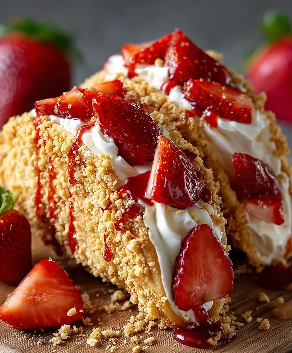 Strawberry Crunch Cheesecake Tacos-Easy Dessert Recipe