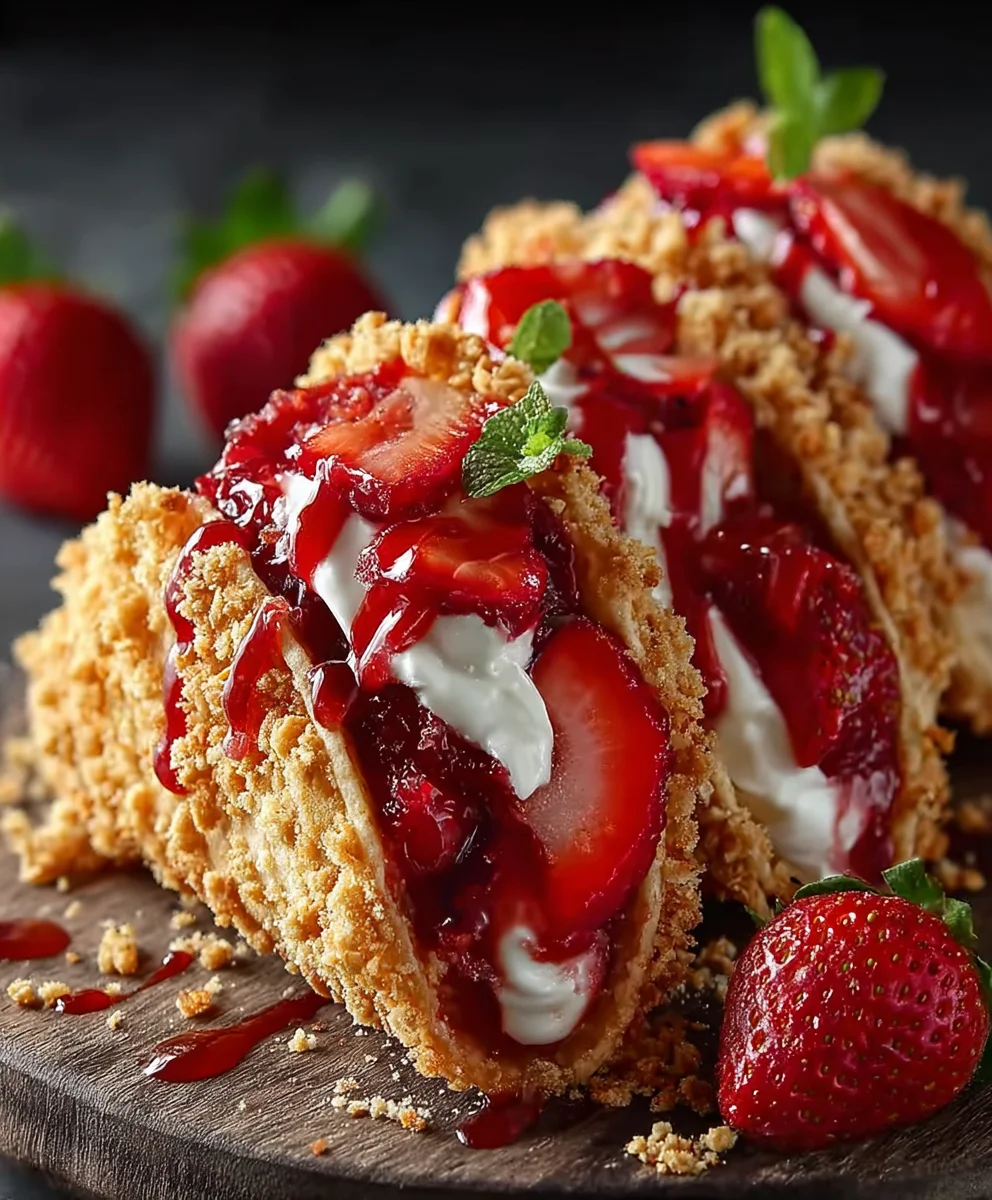 Strawberry Crunch Cheesecake Tacos-Easy Dessert Recipe
