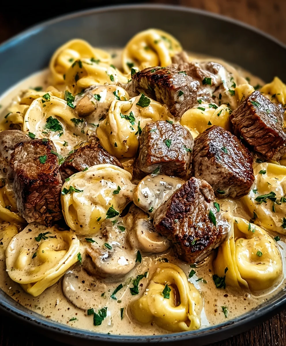 Garlic Steak Tortellini Creamy Bliss - Easy Recipe