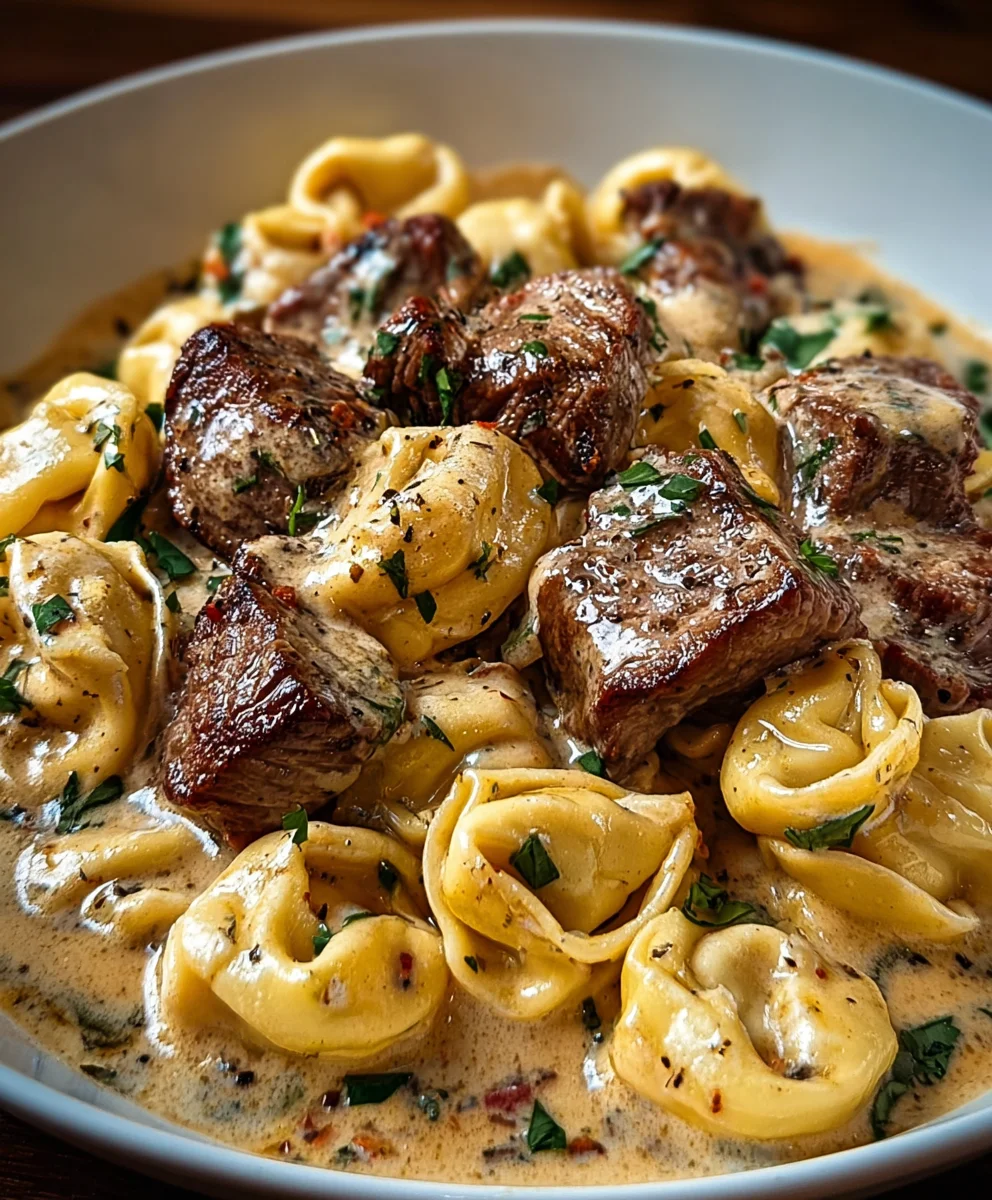 Garlic Steak Tortellini Creamy Bliss - Easy Recipe