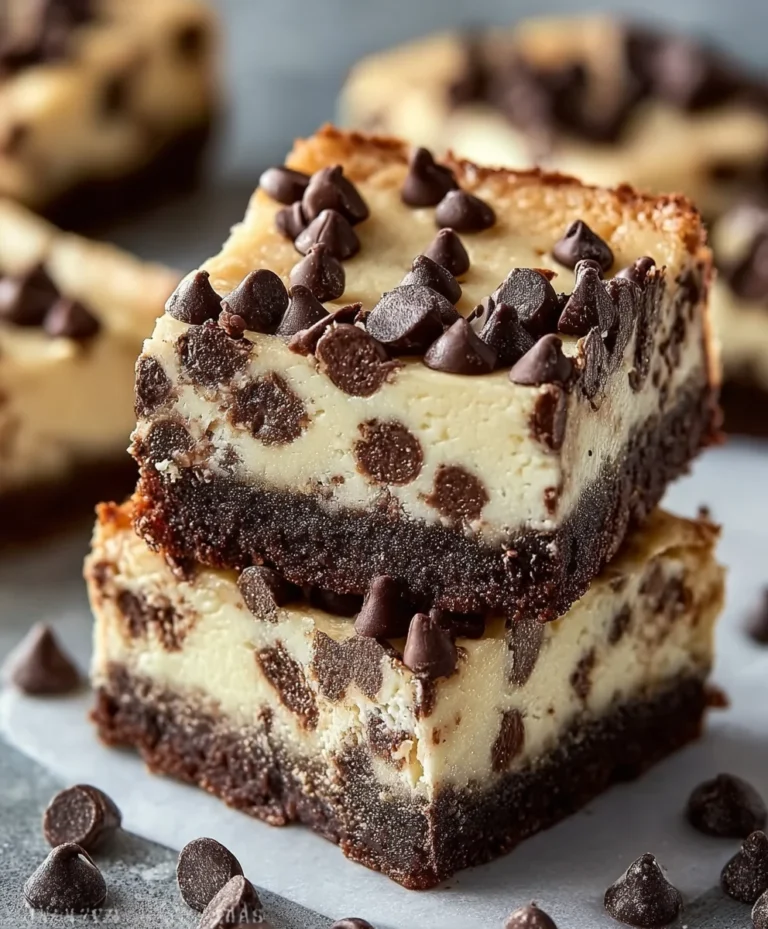 Decadent Chocolate Chip Cheesecake Bars-Easy Recipe