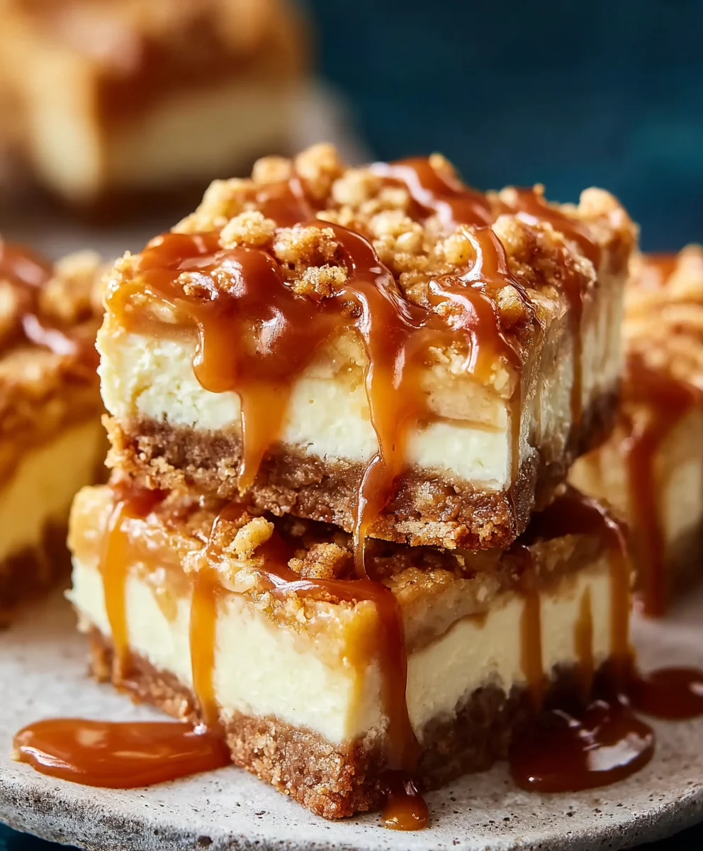 Caramel Apple Cheesecake Bars-Decadent Dessert