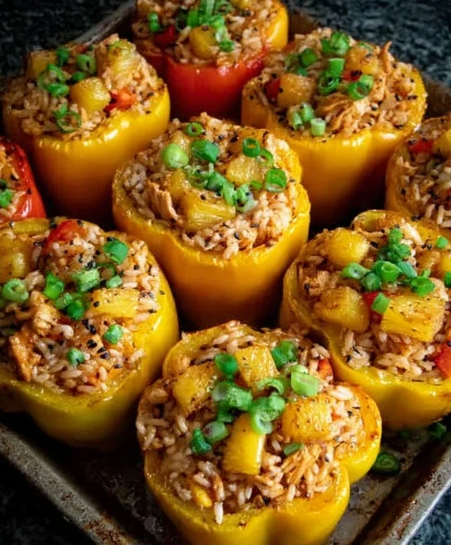 Teriyaki Pineapple Chicken and Rice Stuffed Peppers: A Sweet and Savory Meal