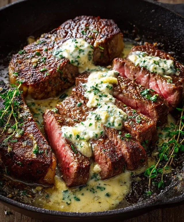 Garlic Butter Steak With Parmesan Cream Sauce