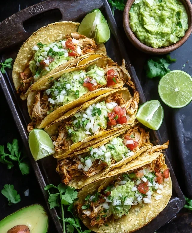 Crispy Poblano Chicken Tacos with Avocado-Jalapeño Salsa