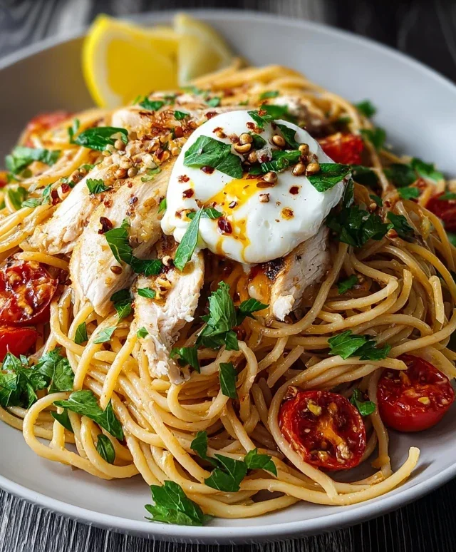 Chicken Spaghetti with Burrata