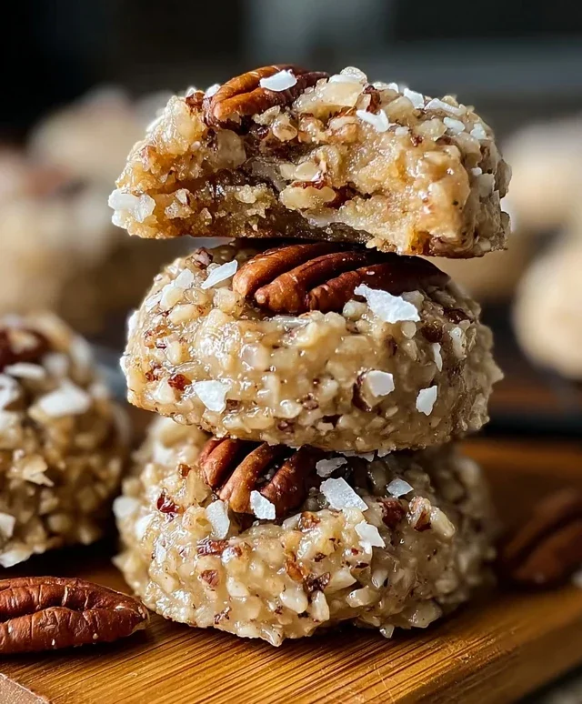 No Bake Pecan Coconut Praline Cookies