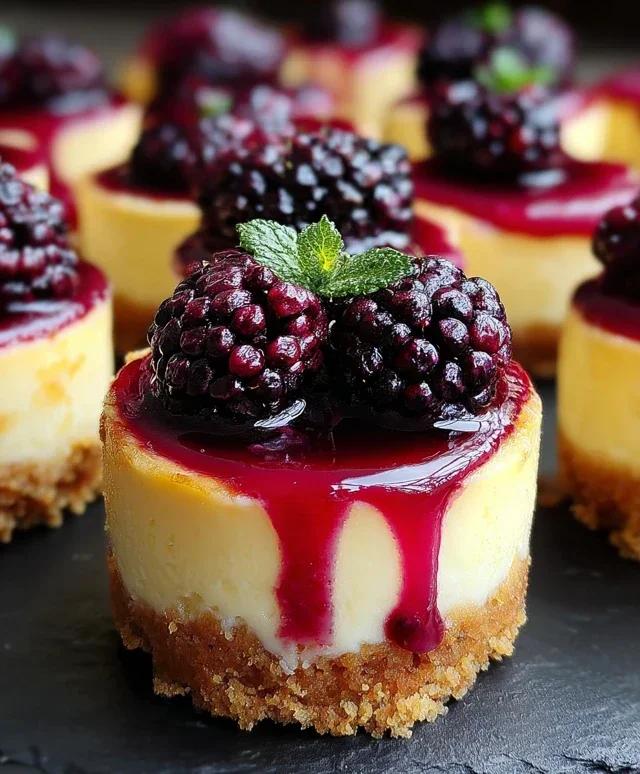 Lemon Raspberry Blackberry Mini Cheesecakes