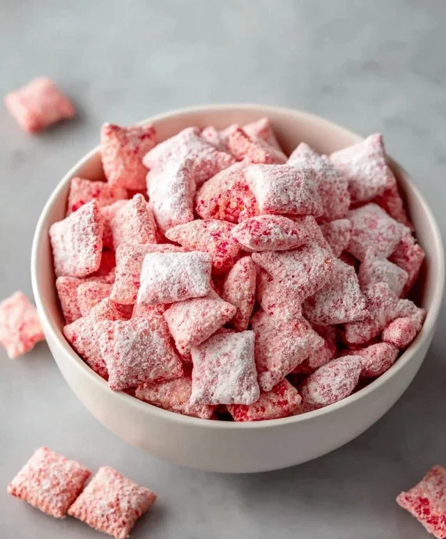 Easy Strawberry Shortcake Puppy Chow