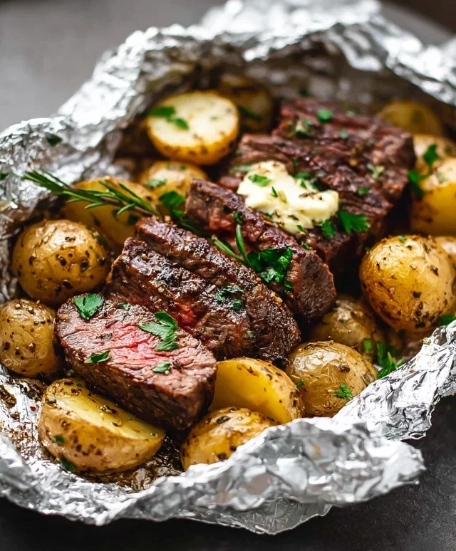 Garlic Steak & Potato Foil Packs