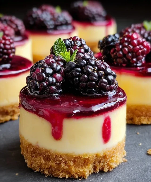 Lemon Raspberry Blackberry Mini Cheesecakes