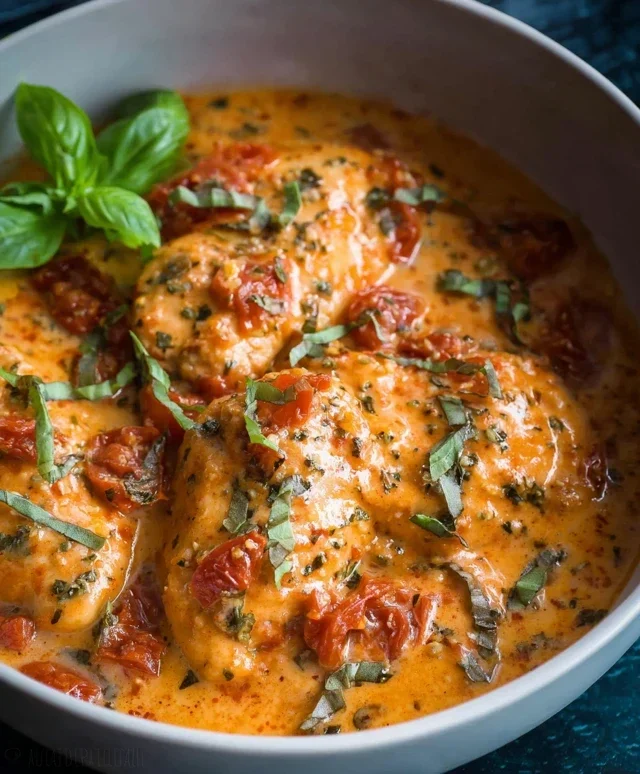 Slow Cooker Creamy Tomato Basil Chicken