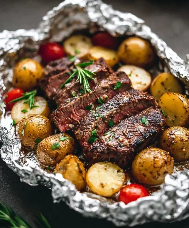 Garlic Steak & Potato Foil Packs