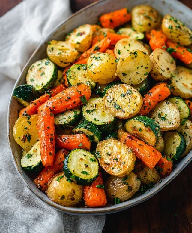 Garlic Herb Roasted Potatoes Carrots and Zucchini