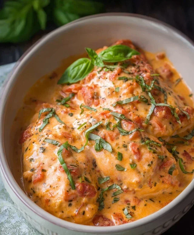 Slow Cooker Creamy Tomato Basil Chicken
