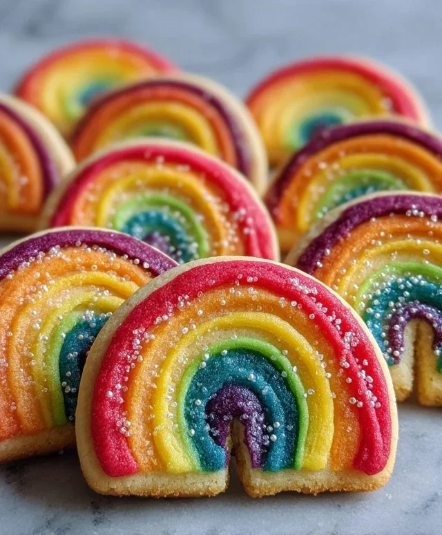 Piped Rainbow Shortbread Cookies