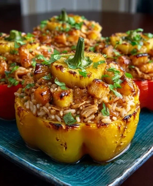 Teriyaki Pineapple Chicken and Rice Stuffed Peppers: A Sweet and Savory Meal