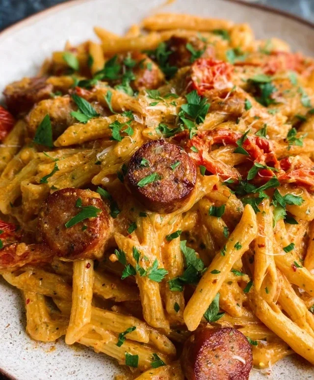 One Pot Creamy Cajun Sausage Pasta (30-Minutes)