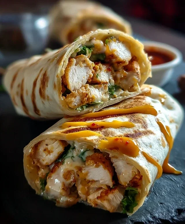 Cheesy Garlic Chicken Wraps