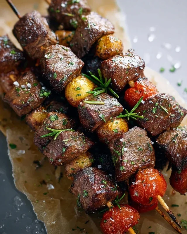 Rosemary Garlic Steak Kebabs