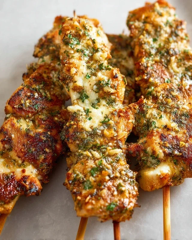 Ranch Garlic Parmesan Chicken Skewers