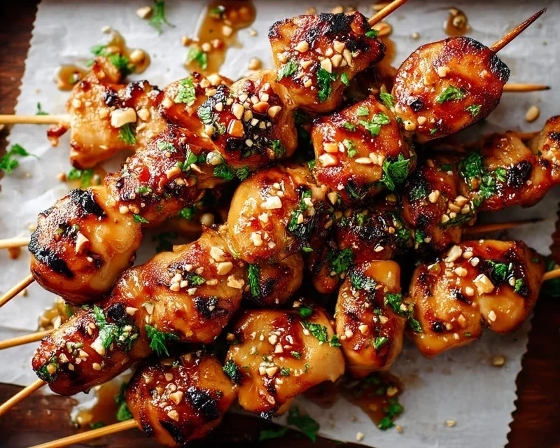 Easy Grilled Asian Chicken Skewers with Honey Garlic Sauce