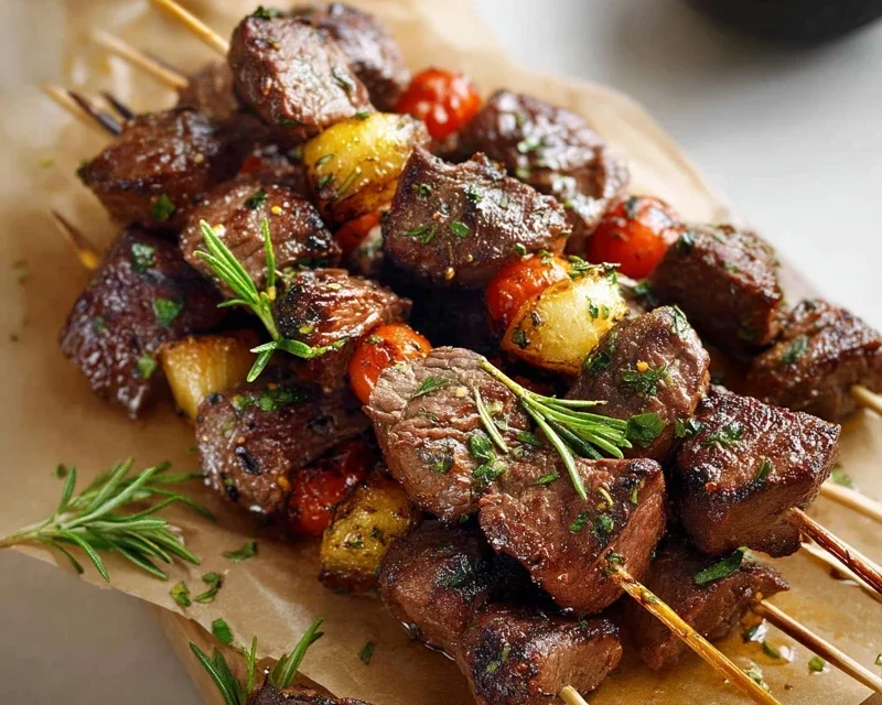 Rosemary Garlic Steak Kebabs