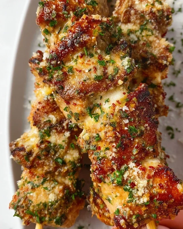 Garlic Parmesan Chicken Skewers