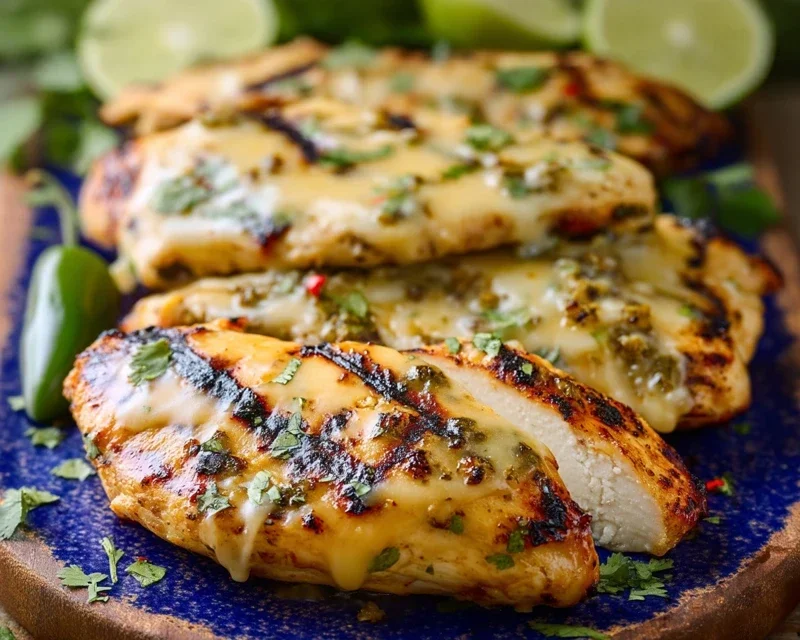 Grilled Salsa Verde Chicken with Pepper Jack