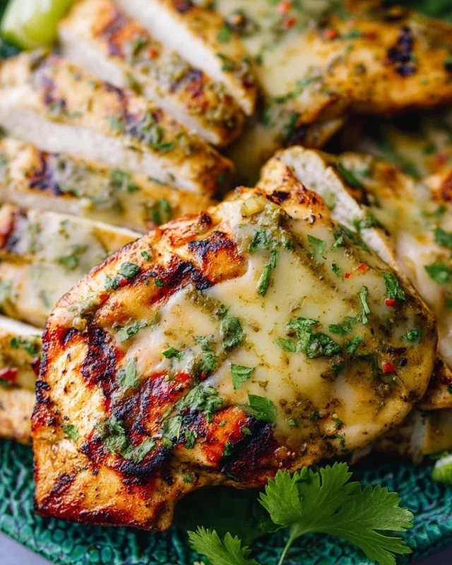 Grilled Salsa Verde Chicken with Pepper Jack