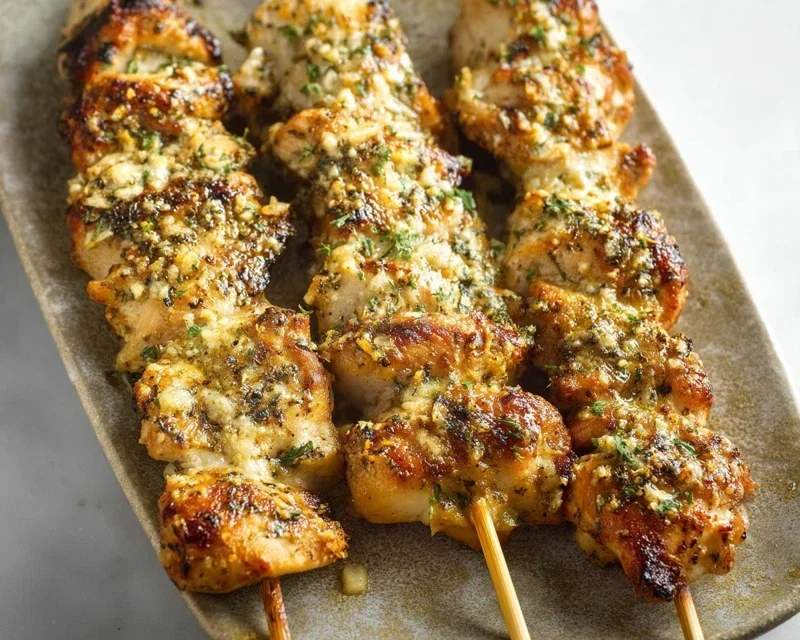 Ranch Garlic Parmesan Chicken Skewers