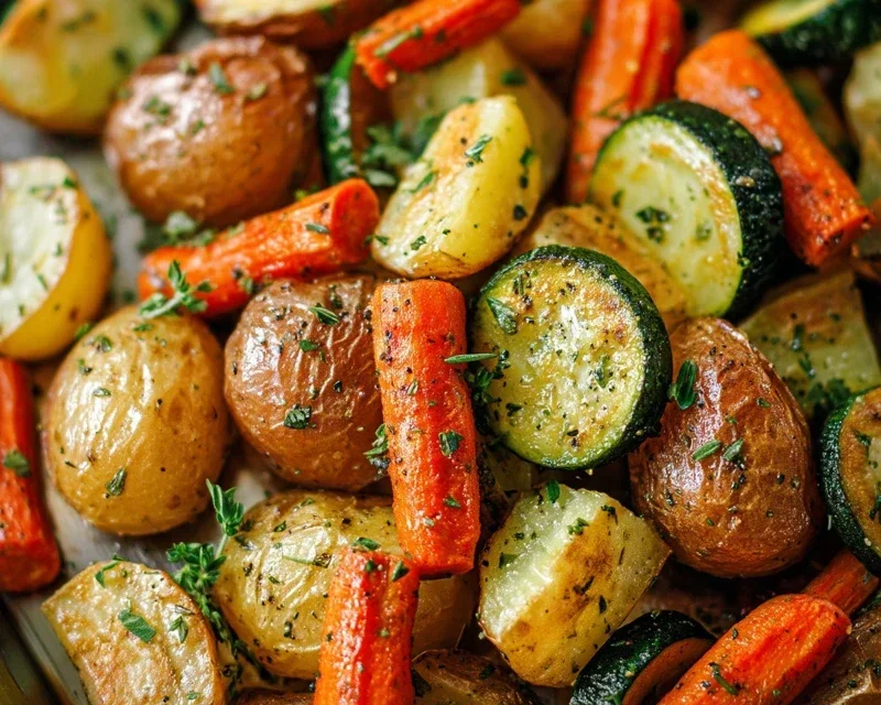 Garlic Herb Roasted Potatoes Carrots and Zucchini