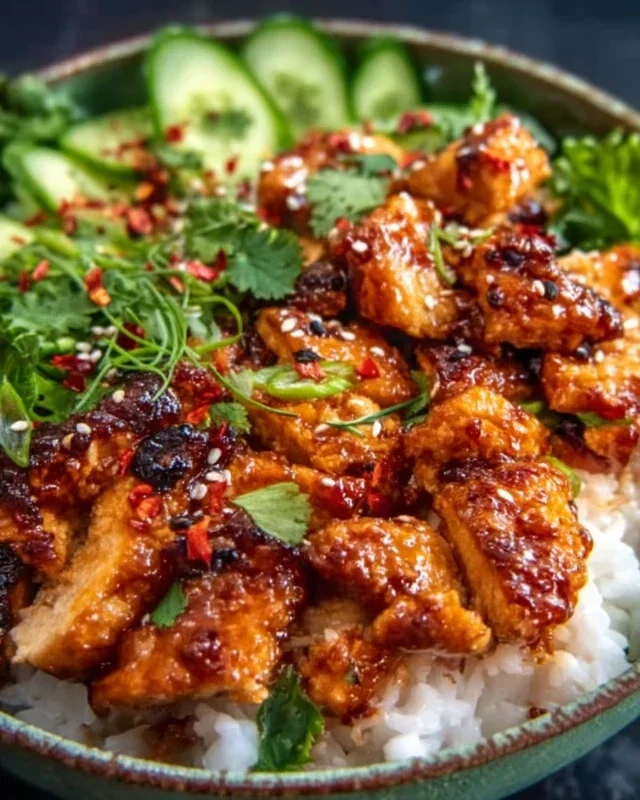Spicy Honey-Gin Extract Extractger Chicken Bowls with Yum Yum Sauce
