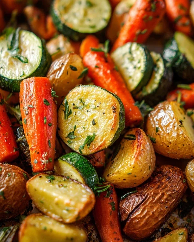 Garlic Herb Roasted Potatoes Carrots and Zucchini