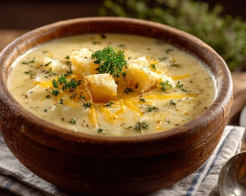 Hearty Cheddar Garlic Herb Potato Soup Recipe