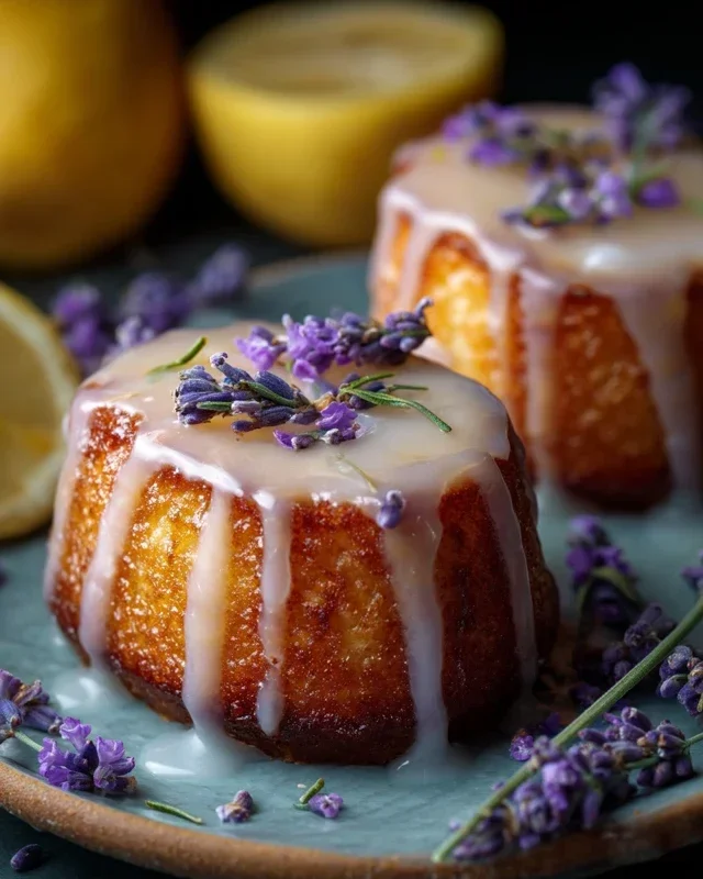 Mini Lemon Cakes With Lavender Glaze