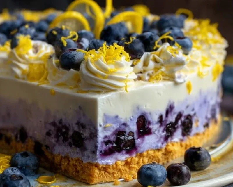 No-Bake Lemon dazzling Blueberry cream Cake