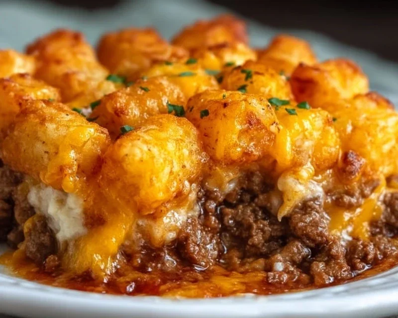 Tater Tot Casserole with Ground Beef